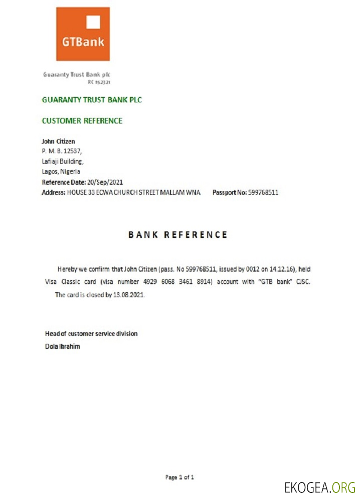 Référence Nigeria , GTBank , closure